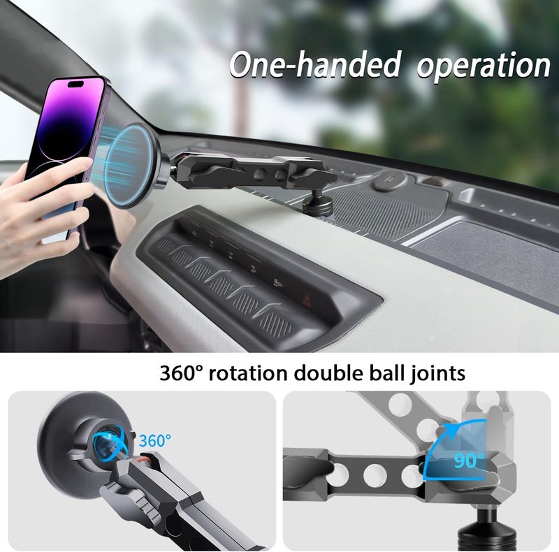 ZKJAYOE Phone Mount Holder for Ford Bronco 2021 2022 2023 2024 2025 2/4 Door, MagSafe Phone Mount, Magnetic Phone Holder for iPhone 17 16 15 14 13 12 Series, for Ford Bronco Accessories (Not for Bronco Sport) - Image 2